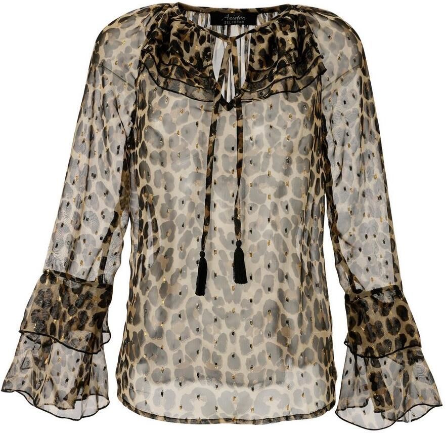 Aniston SELECTED Chiffon blouse in modieuze dierenprint met glansgaren nieuwe collectie