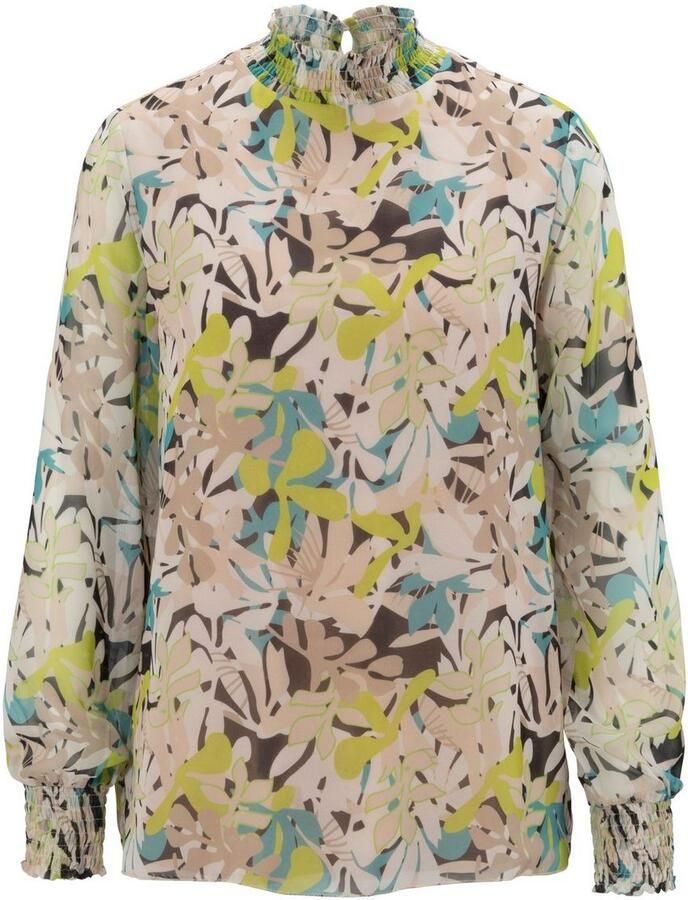 Aniston SELECTED Chiffon blouse met bladerenprint en gerimpelde borden