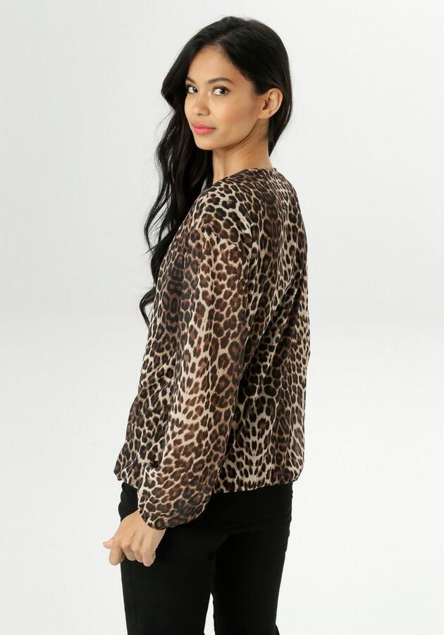 Aniston SELECTED Chiffon blouse met goudkleurige ritssluiting op de halslijn nieuwe collectie - Foto 4