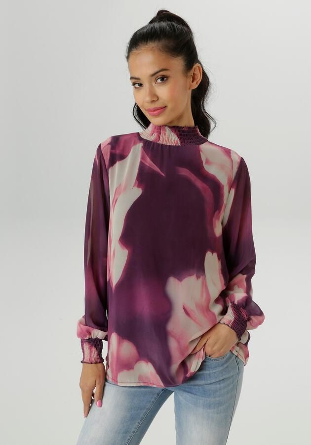 Aniston SELECTED Chiffon blouse met moderne fantasierijke batik-bloe print nieuwe collectie - Foto 7