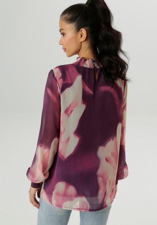Aniston SELECTED Chiffon blouse met moderne fantasierijke batik-bloe print nieuwe collectie - Foto 5