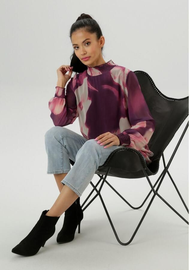 Aniston SELECTED Chiffon blouse met moderne fantasierijke batik-bloe print nieuwe collectie - Foto 4