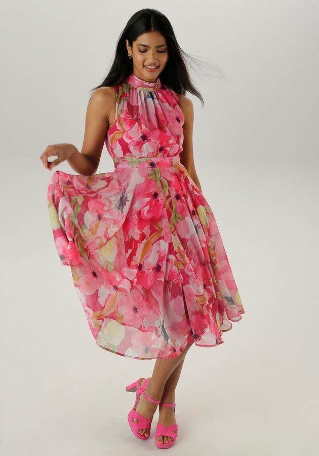 Aniston SELECTED Chiffon jurk met dromerige bloemige patronen - Foto 8