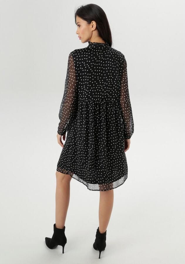 Aniston SELECTED Chiffon jurk Met kleine ruches op de opstaande kraag en strikbanden NIEUWE COLLECTIE - Foto 4