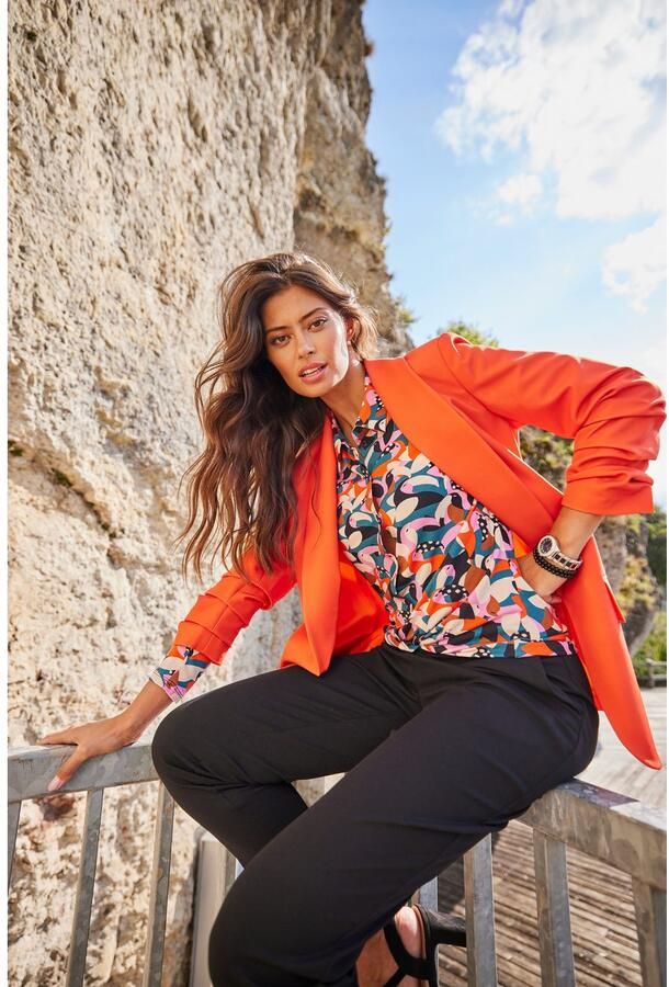 Aniston SELECTED Lange blazer met modieuze reverskraag en geraffineerde mouwen