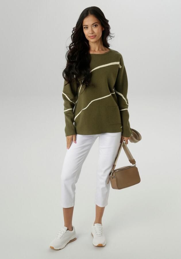 Aniston SELECTED Gebreide trui Highlight met opgestikte gebreide zak aan de voorkant NIEUWE COLLECTIE - Foto 6