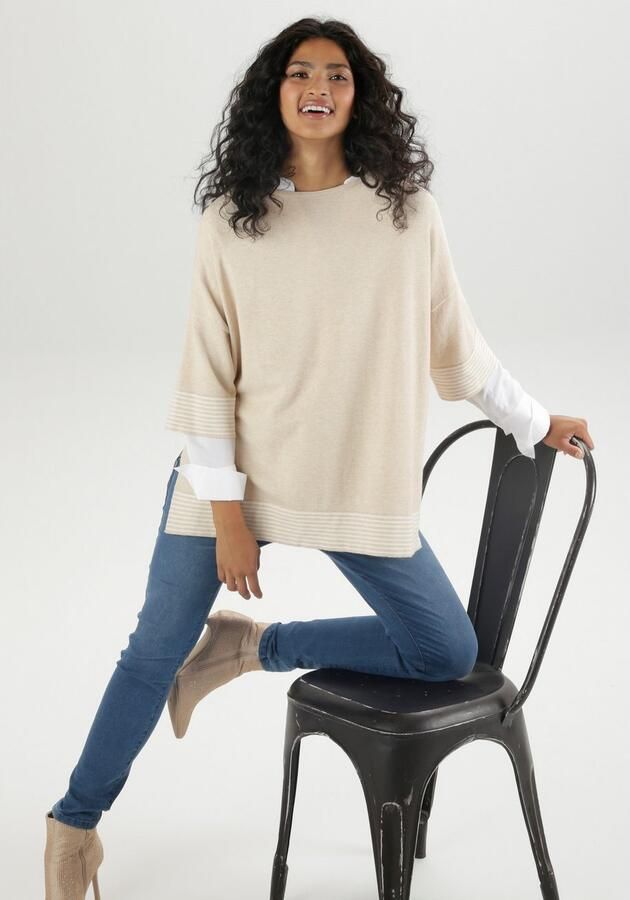 Aniston SELECTED Gebreide trui in casual ponchostijl - Foto 6