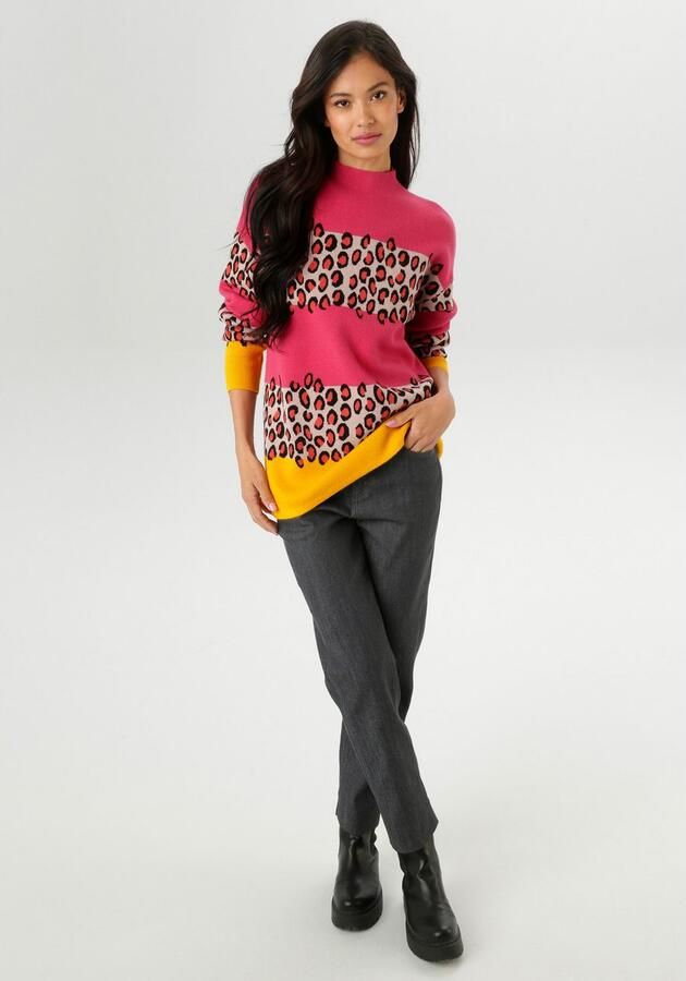Aniston SELECTED Gebreide trui in dierenlook in combinatie met blokstrepen nieuwe collectie - Foto 5
