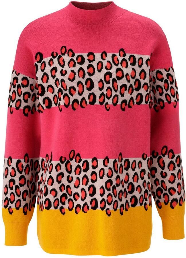 Aniston SELECTED Gebreide trui in dierenlook in combinatie met blokstrepen nieuwe collectie - Foto 2