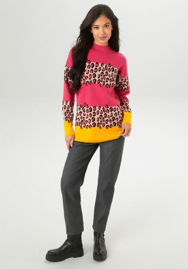Aniston SELECTED Gebreide trui in dierenlook in combinatie met blokstrepen nieuwe collectie - Foto 6
