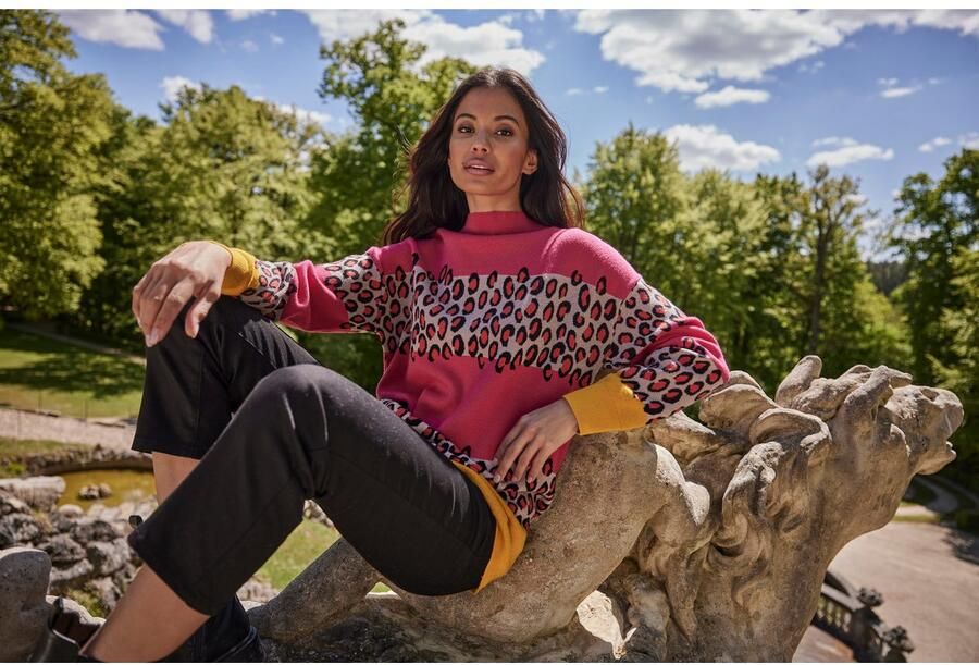 Aniston SELECTED Gebreide trui in dierenlook in combinatie met blokstrepen nieuwe collectie - Foto 7