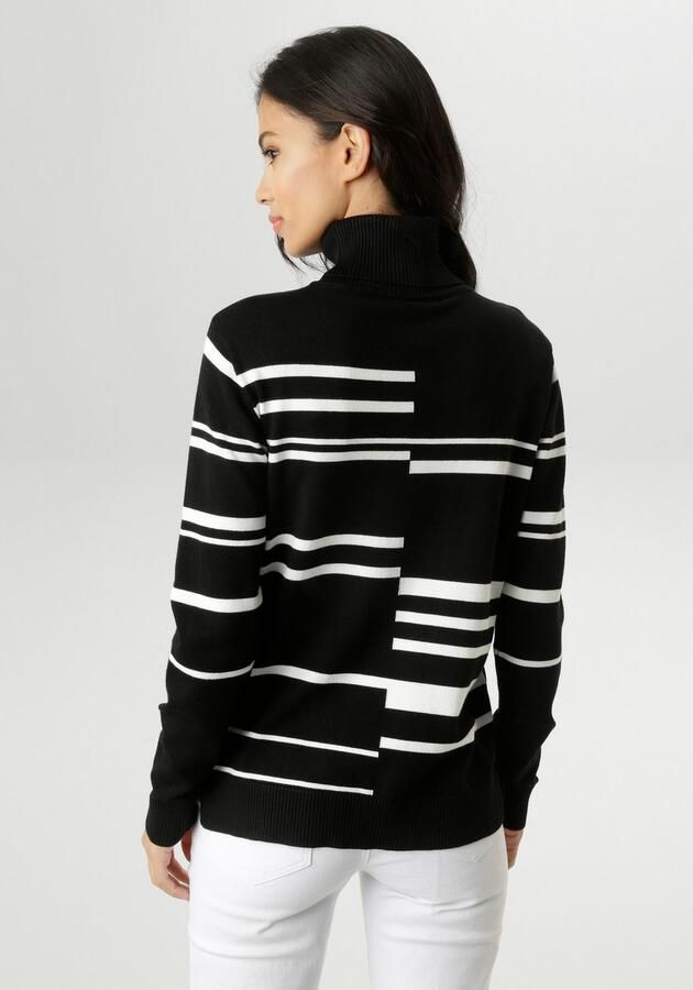 Aniston SELECTED Gebreide trui in geometrisch onderbroken streepdessin nieuwe collectie - Foto 3