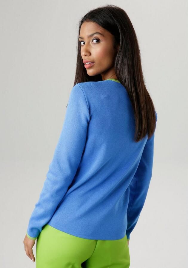 Aniston SELECTED Gebreide trui met contrastkleurige strepen - Foto 3