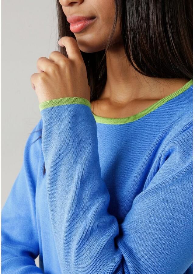 Aniston SELECTED Gebreide trui met contrastkleurige strepen - Foto 2