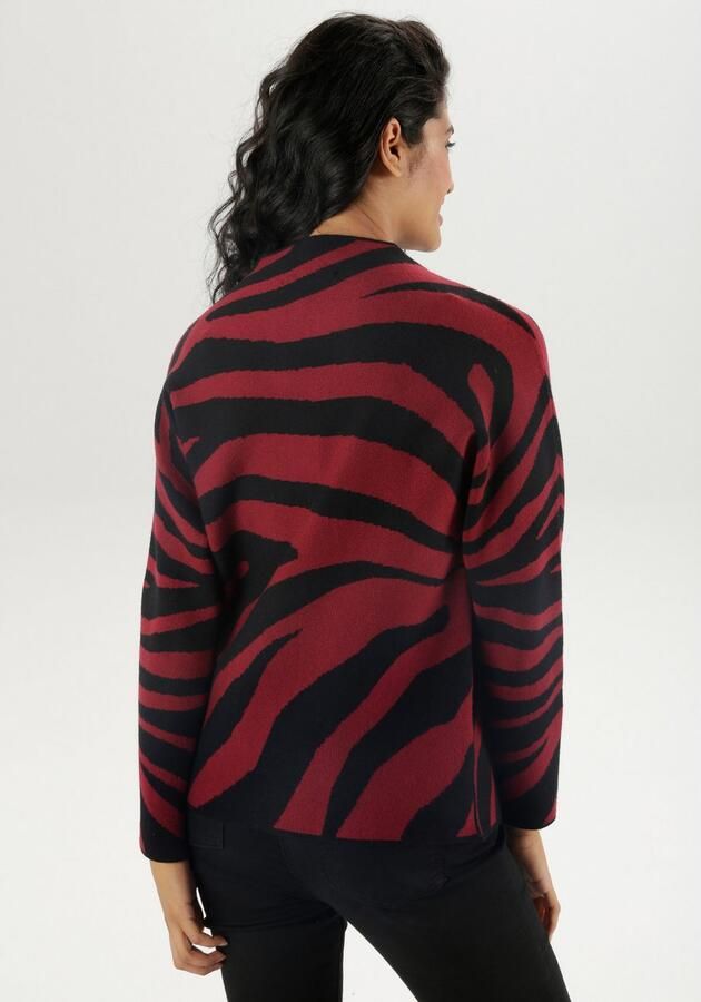 Aniston SELECTED Gebreide trui met dierenpatroon en hoge staande kraag - Foto 5