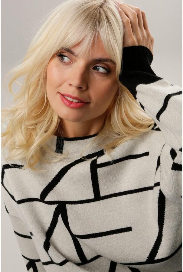 Aniston SELECTED Gebreide trui met elegant jacquard-patroon - Foto 2