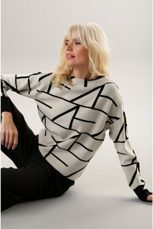 Aniston SELECTED Gebreide trui met elegant jacquard-patroon - Foto 3