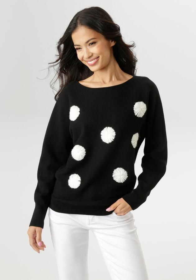 Aniston SELECTED Gebreide trui met extravagante opgestikte stippen voor nieuwe collectie - Foto 7