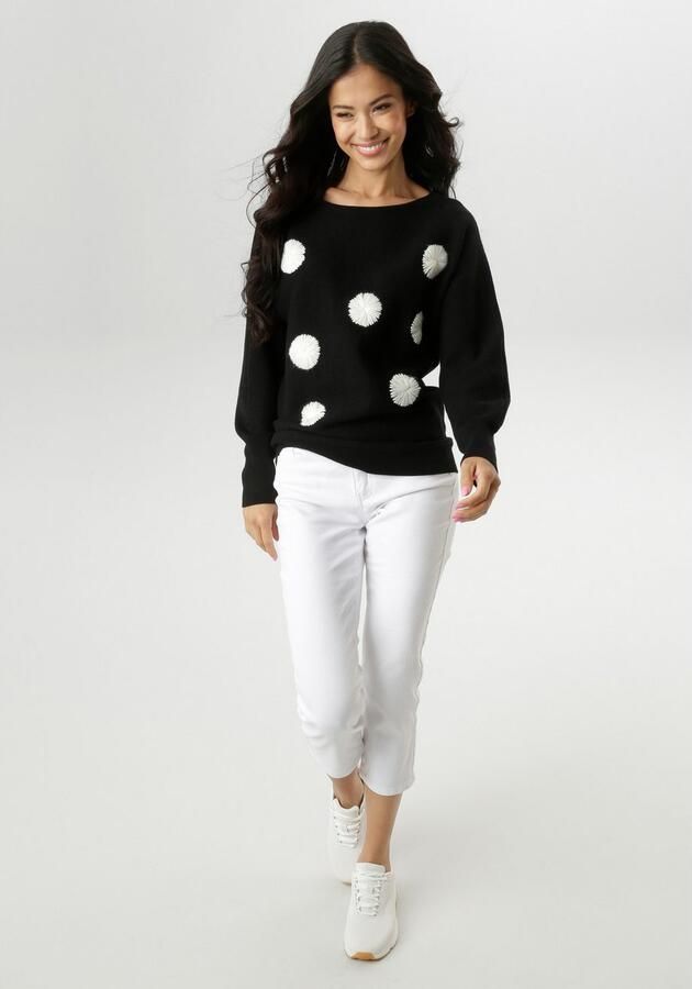 Aniston SELECTED Gebreide trui met extravagante opgestikte stippen voor nieuwe collectie - Foto 5