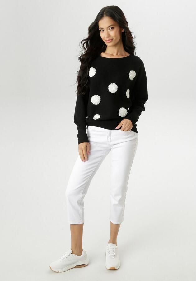 Aniston SELECTED Gebreide trui met extravagante opgestikte stippen voor nieuwe collectie - Foto 6