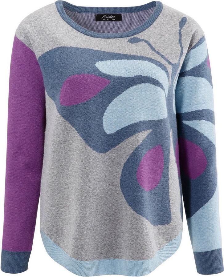 Aniston SELECTED Gebreide trui met ingebrachte vlinder-motief