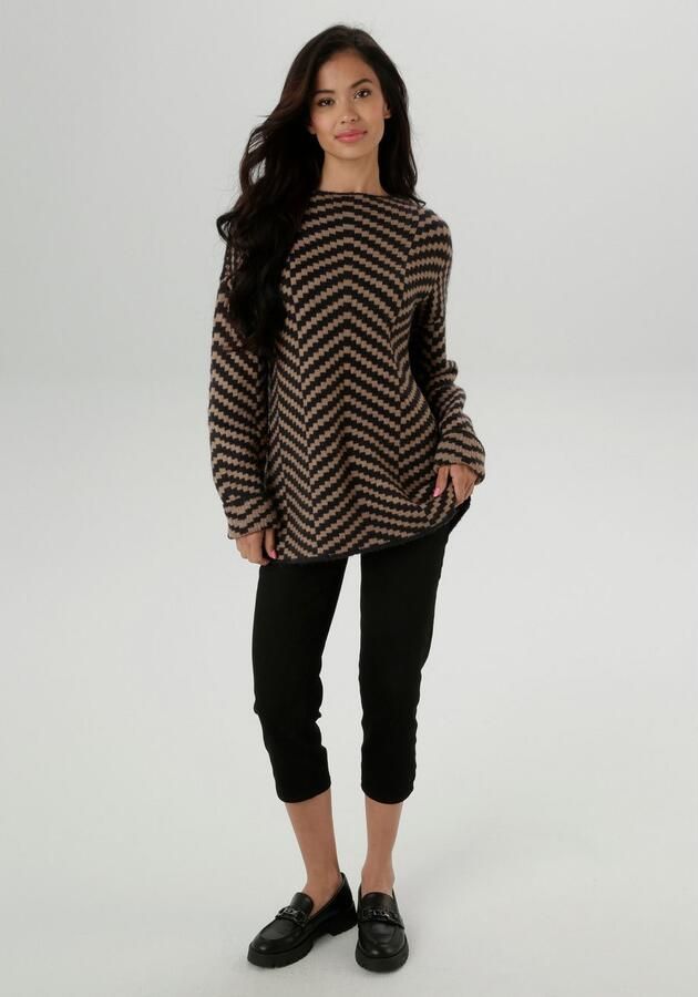 Aniston SELECTED Gebreide trui met ingebreid zigzag-alloverpatroon nieuwe collectie - Foto 5