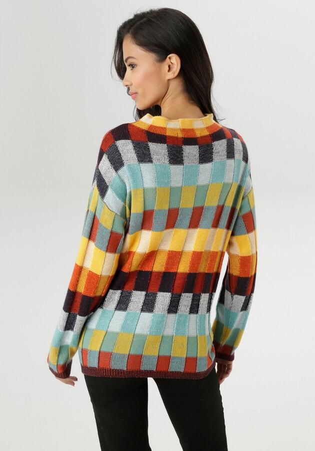 Aniston SELECTED Gebreide trui met meerkleurig gestructureerd ruitpatroon nieuwe collectie - Foto 3