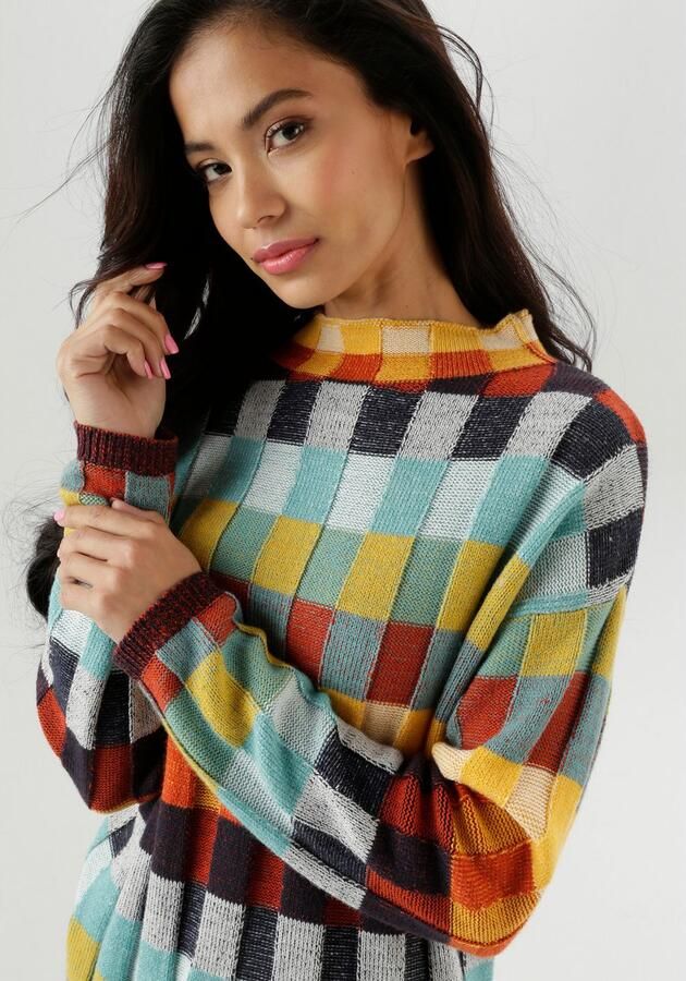 Aniston SELECTED Gebreide trui met meerkleurig gestructureerd ruitpatroon nieuwe collectie - Foto 4