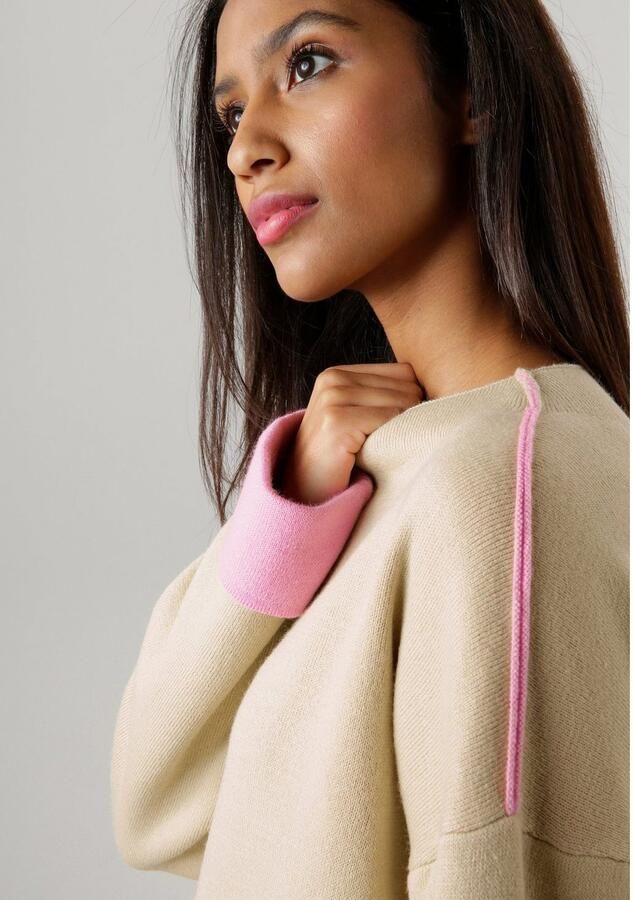 Aniston SELECTED Gebreide trui met roze sierkanten - Foto 2