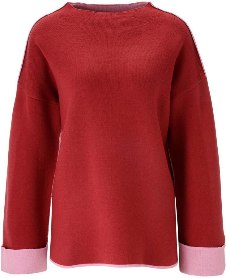 Aniston SELECTED Gebreide trui met roze sierkanten - Foto 2