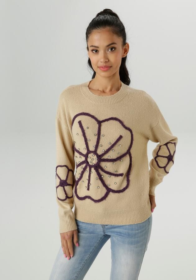 Aniston SELECTED Gebreide trui voor bezet met fonkelende glittersteentjes nieuwe collectie - Foto 7