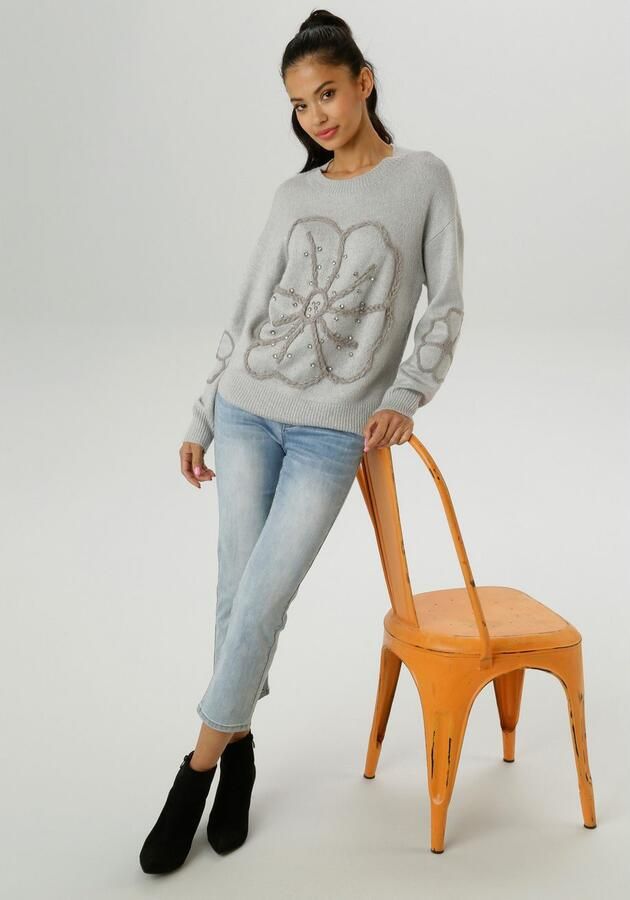 Aniston SELECTED Gebreide trui voor bezet met fonkelende glittersteentjes nieuwe collectie - Foto 6