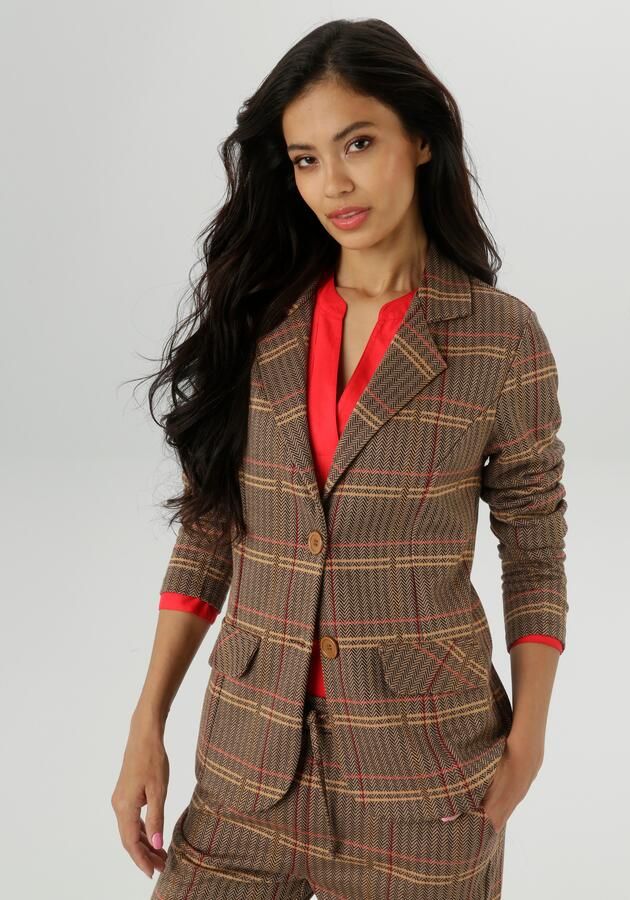 Aniston SELECTED Jerseyblazer met klassiek pied-de-poule en ruitpatroon nieuwe collectie - Foto 7