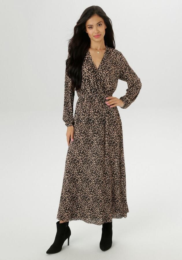 Aniston SELECTED Jerseyjurk in trendy dierenprint en wikkeloptiek nieuwe collectie - Foto 3