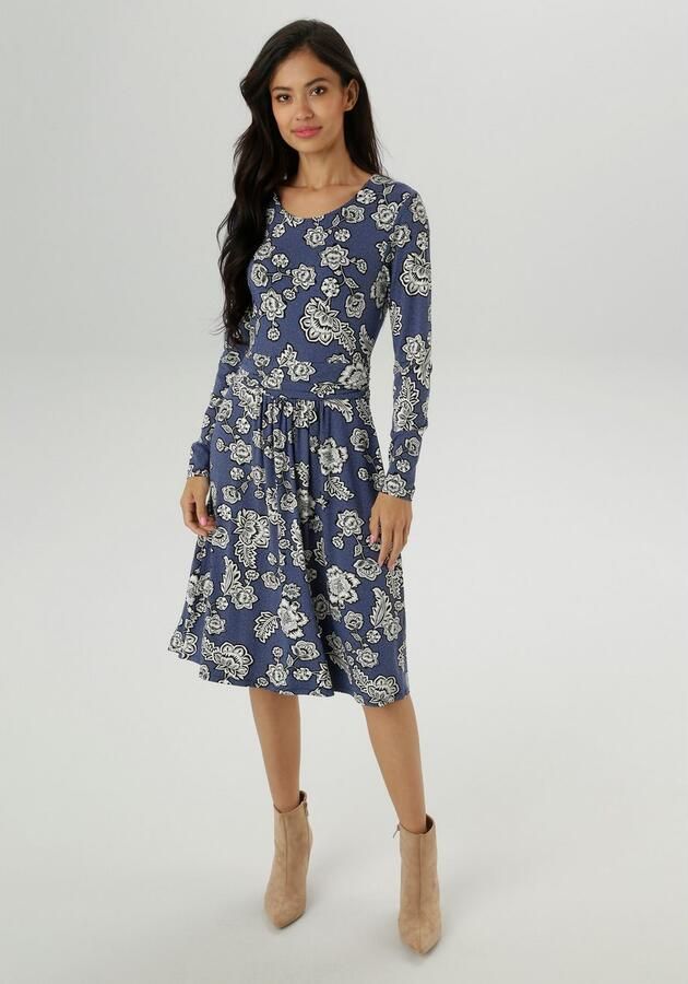 Aniston SELECTED Jerseyjurk met abstracte bloe - en bladerenpatroon nieuwe collectie - Foto 3