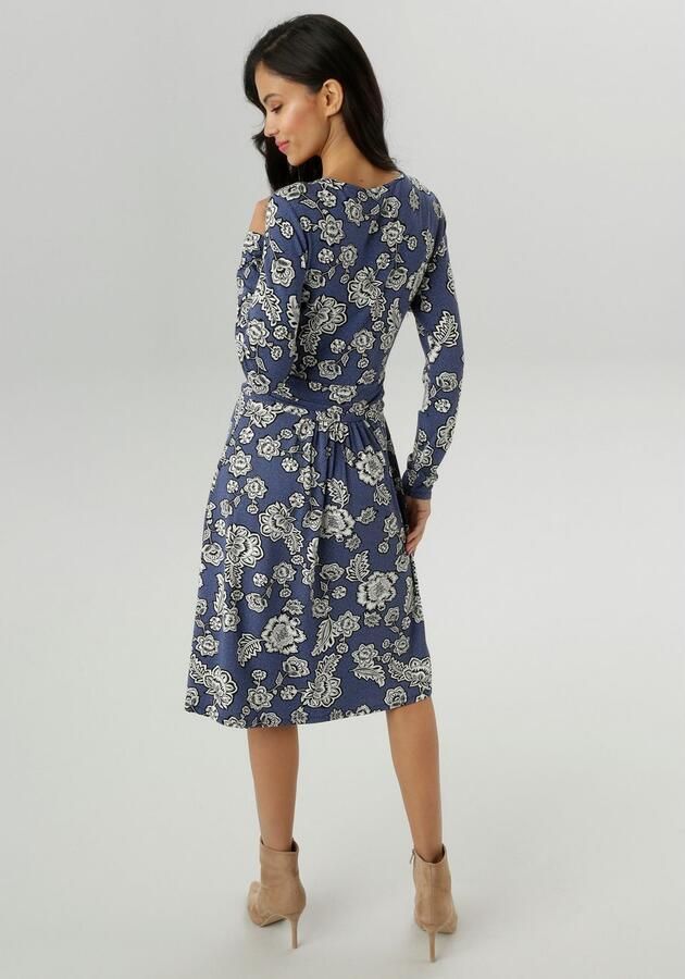 Aniston SELECTED Jerseyjurk met abstracte bloe - en bladerenpatroon nieuwe collectie - Foto 4