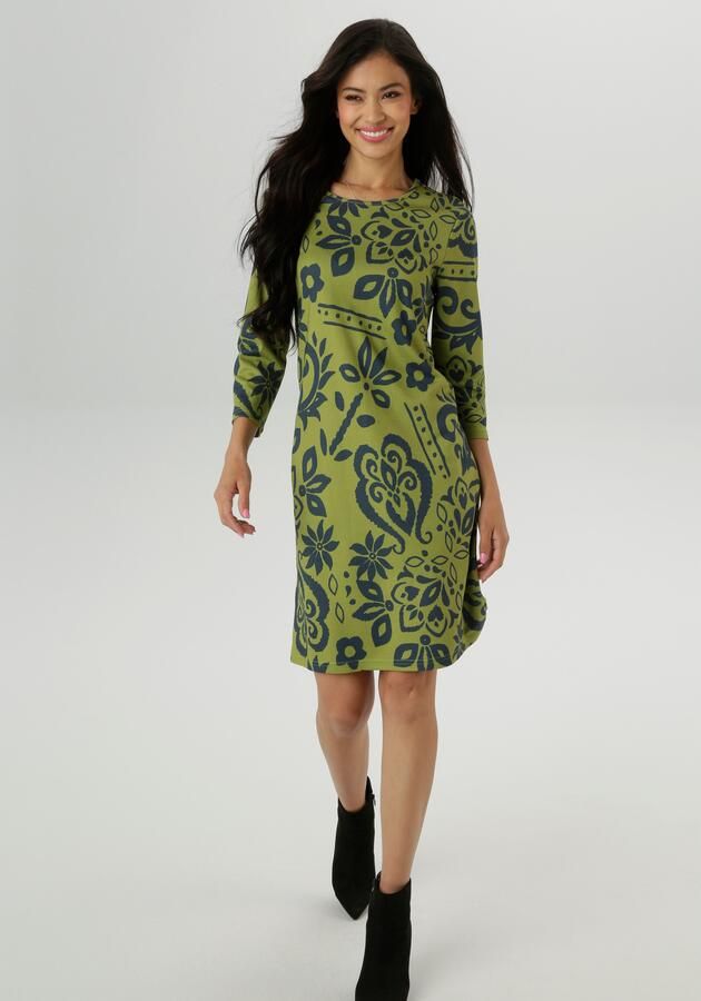 Aniston SELECTED Jerseyjurk met fantasierijke bloe print allover nieuwe collectie - Foto 7