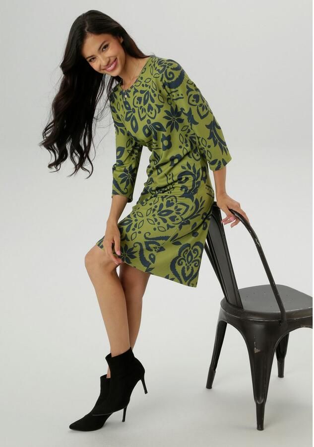 Aniston SELECTED Jerseyjurk met fantasierijke bloe print allover nieuwe collectie - Foto 3