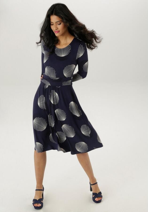 Aniston SELECTED Jerseyjurk met figuurnauwkeurige rimpelingen in de taille - Foto 4