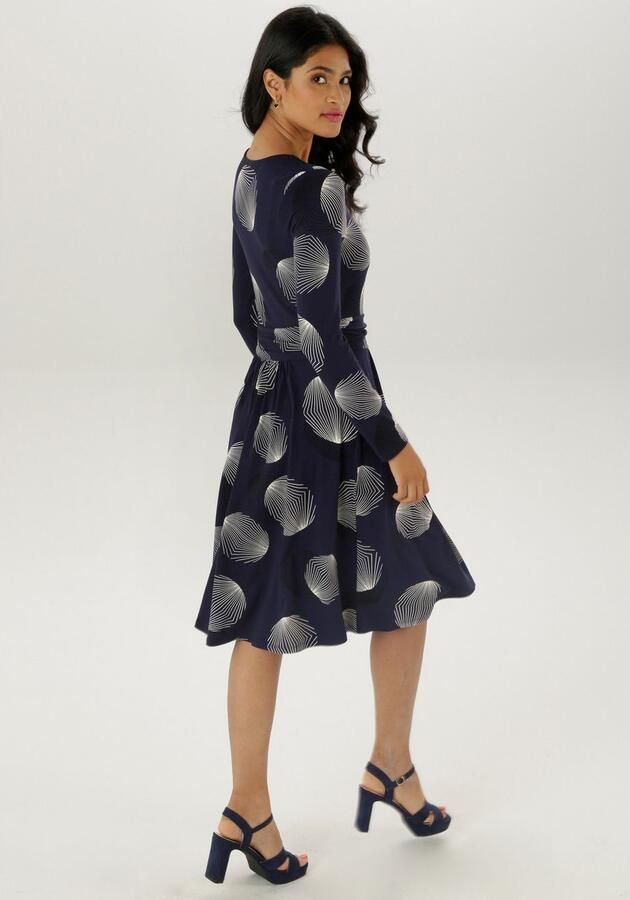 Aniston SELECTED Jerseyjurk met figuurnauwkeurige rimpelingen in de taille - Foto 5