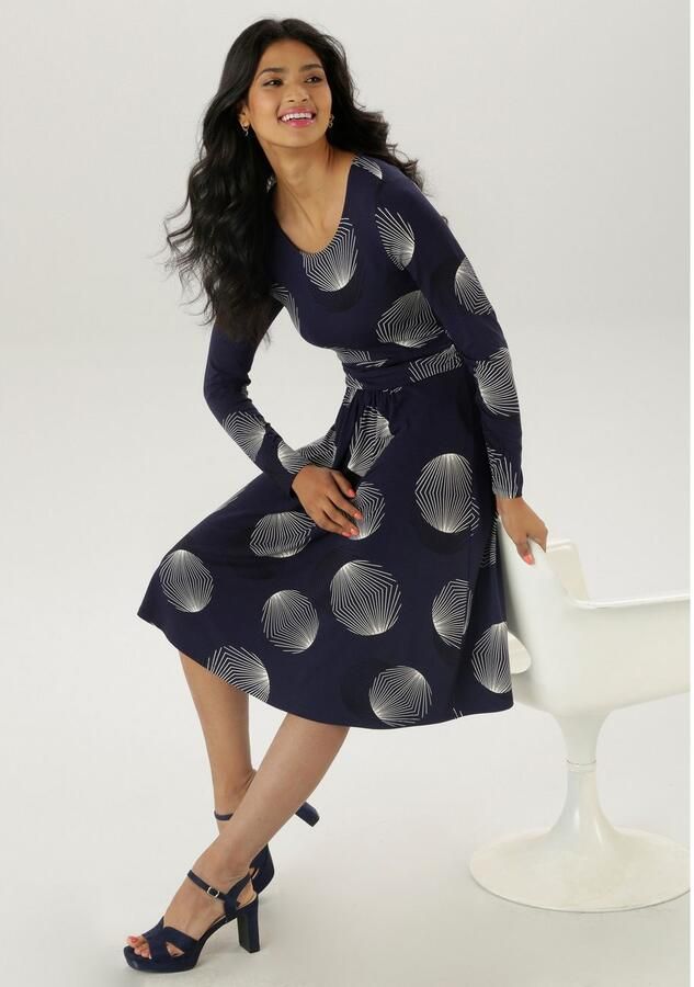 Aniston SELECTED Jerseyjurk met figuurnauwkeurige rimpelingen in de taille - Foto 3