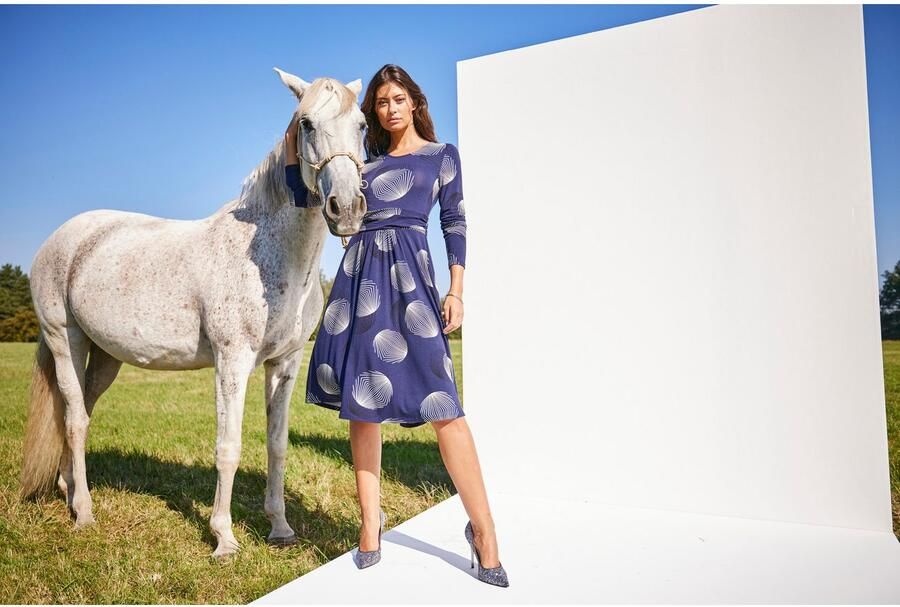 Aniston SELECTED Jerseyjurk met figuurnauwkeurige rimpelingen in de taille - Foto 6