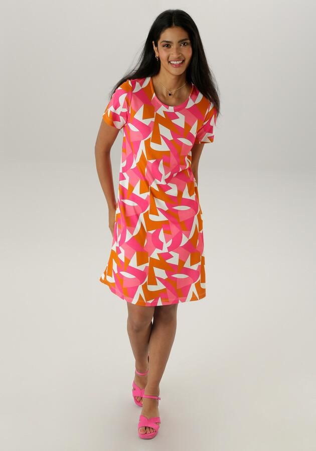 Aniston SELECTED Jerseyjurk met kleurrijke grafische print nieuwe collectie - Foto 7