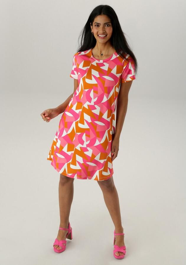 Aniston SELECTED Jerseyjurk met kleurrijke grafische print nieuwe collectie - Foto 5