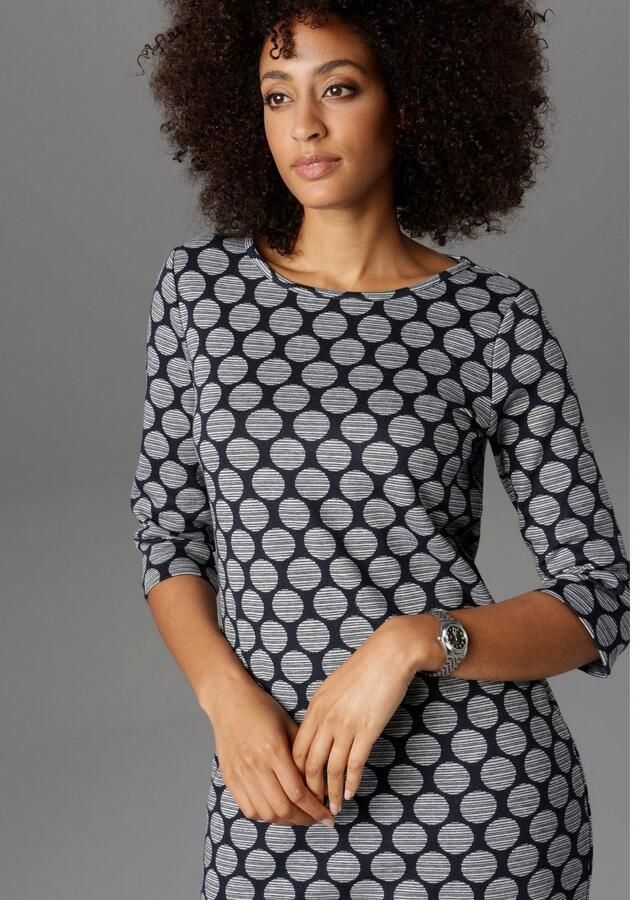 Aniston SELECTED Jerseyjurk met stippen & strepen