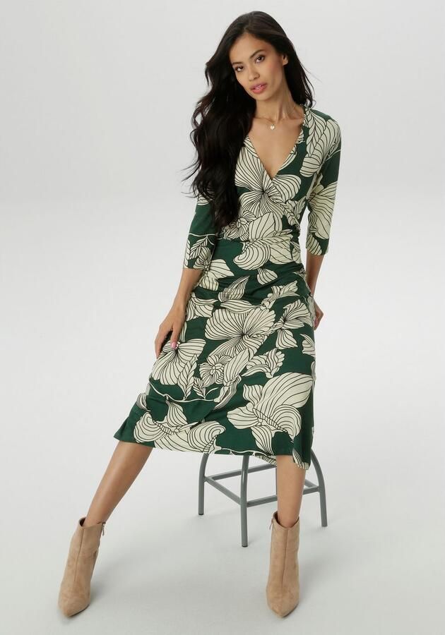 Aniston SELECTED Jerseyjurk met v-hals in wikkel-look nieuwe collectie - Foto 4