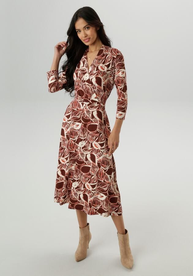 Aniston SELECTED Jerseyjurk met v-hals in wikkellook en binddetail nieuwe collectie - Foto 7