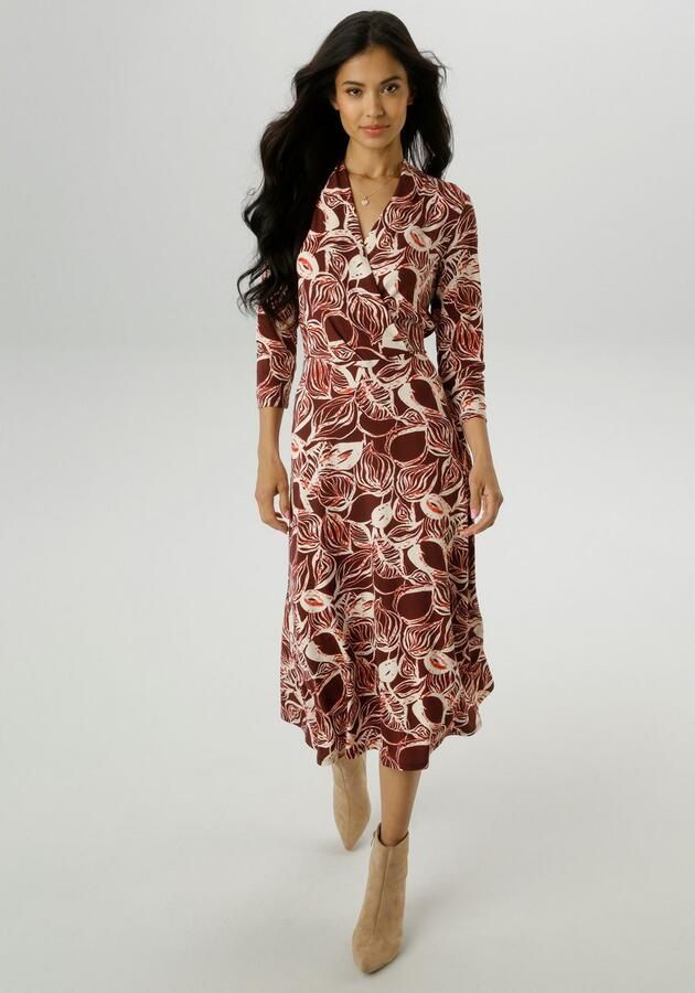 Aniston SELECTED Jerseyjurk met v-hals in wikkellook en binddetail nieuwe collectie - Foto 4