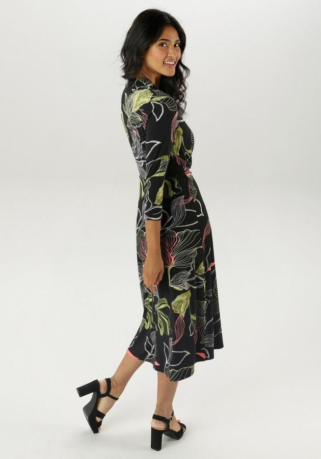 Aniston SELECTED Jerseyjurk met v-halslijn in wikkel-look en binddetail - Foto 4