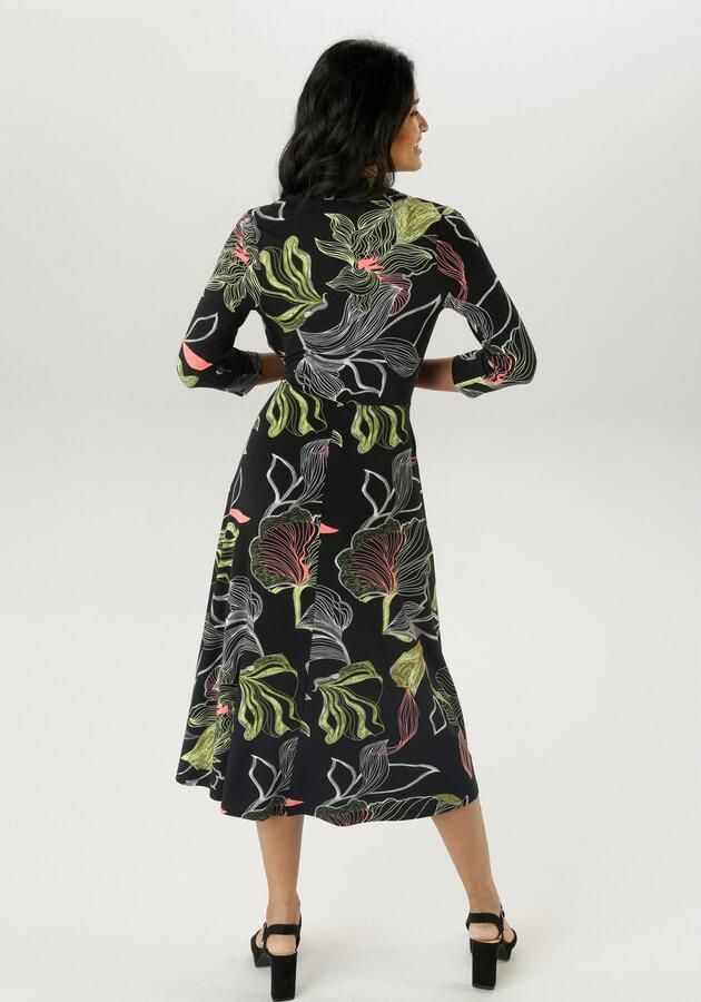 Aniston SELECTED Jerseyjurk met v-halslijn in wikkel-look en binddetail - Foto 5